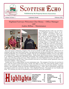 Highland Fairways Welcomes Cher Boney ~ Office Manager and Andres Bilbao ~ Maintenance