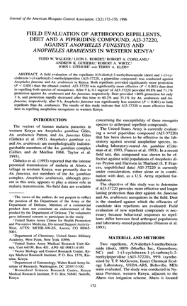 Field Evaluation of Arthropod Repellents