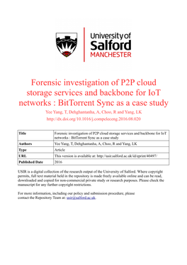 Forensic Investigation of P2P Cloud Storage Services and Backbone For