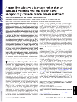 A Germ-Line-Selective Advantage Rather Than an Increased Mutation Rate Can Explain Some Unexpectedly Common Human Disease Mutations