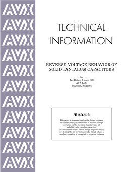 Reverse Voltage Behavior of Solid Tantalum Capacitors