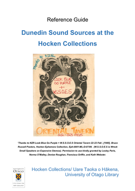 Dunedin Sound Sources at the Hocken Collections