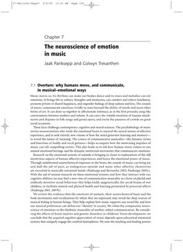 Chapter 7 the Neuroscience of Emotion in Music Jaak Panksepp and Colwyn Trevarthen