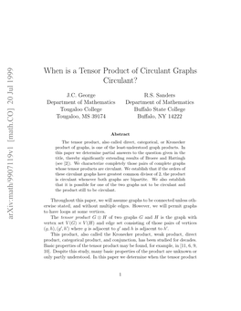 Arxiv:Math/9907119V1 [Math.CO] 20 Jul 1999 Etxset Vertex Nyprl Nesod Nti Ae Edtriewe H T the When Determine We Paper This Produc in the of Understood