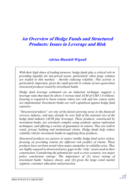 An Overview of Hedge Funds and Structured Products: Issues in Leverage and Risk