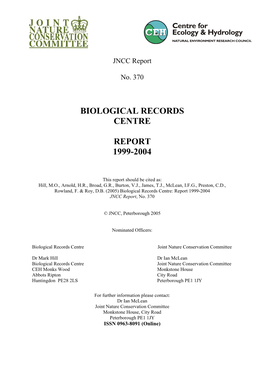 Biological Records Centre Report 1999–2004