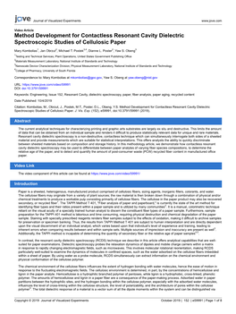 Method Development for Contactless Resonant Cavity Dielectric Spectroscopic Studies of Cellulosic Paper