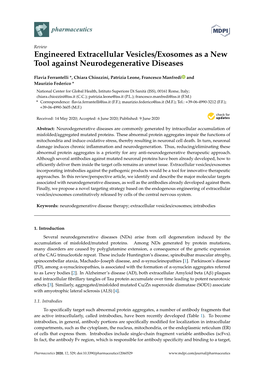 Engineered Extracellular Vesicles/Exosomes As a New Tool Against Neurodegenerative Diseases