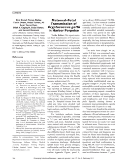 Maternal–Fetal Transmission of Cryptococcus Gattii in Harbor Porpoise