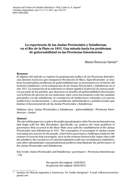 La Experiencia De Las Juntas Provinciales Y Subalternas En El Río De La Plata En 1811