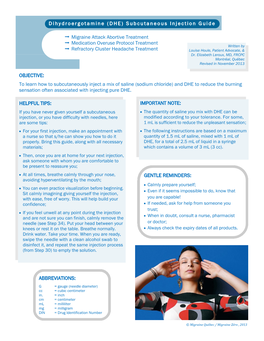 Dihydroergotamine (DHE) Subcutaneous Injection Guide