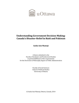 Canada's Disaster-Relief in Haiti and Pakistan
