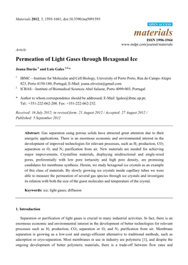 Permeation of Light Gases Through Hexagonal Ice