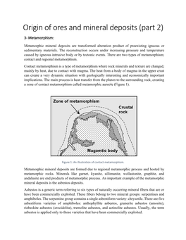 Origin of Ores and Mineral Deposits (Part 2)