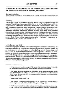 STREWE NA 'N "VOLKSTAAT": DIE PREKOLONIALE POSISIE VAN DIE REHOBOTH-BASTERS in Namible, 1868-18841