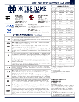 NOTRE DAME MEN's BASKETBALL GAME NOTES 1 by the NUMBERS: IRISH Vs. EAGLES