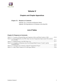 Volume V Contents