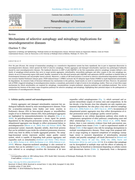 Mechanisms of Selective Autophagy and Mitophagy Implications For