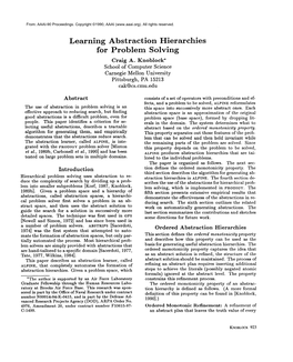 1990-Learning Abstraction Hierarchies for Problem Solving