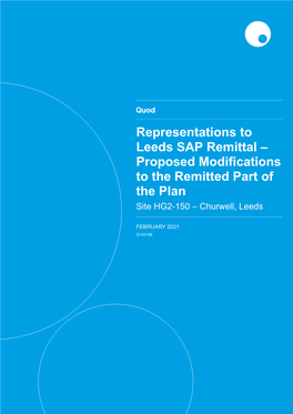 Representations to Leeds SAP Remittal – Proposed Modifications to the Remitted Part of the Plan Site HG2-150 – Churwell, Leeds