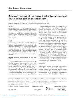 Avulsion Fracture of the Lesser Trochanter: an Unusual Cause of Hip Pain in an Adolescent