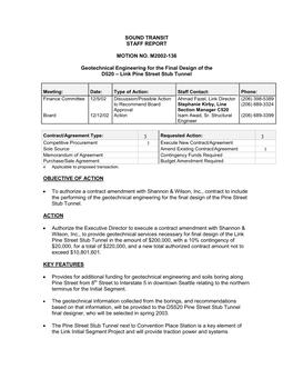 Sound Transit Staff Report Motion No. M2002-136