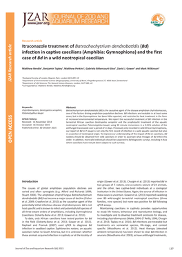 (Bd) Infection in Captive Caecilians