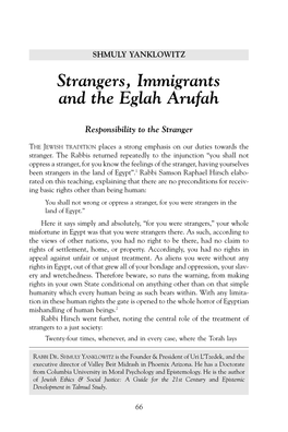 Strangers, Immigrants and the Eglah Arufah