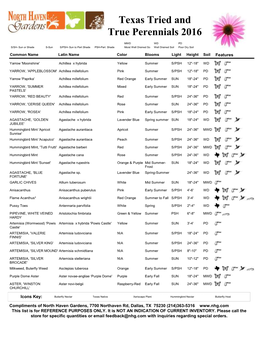 Texas Tried and True Perennials 2016