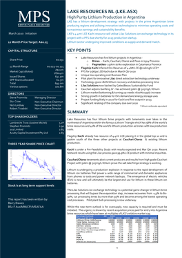 Lake Resources Nl (Lke.Asx)