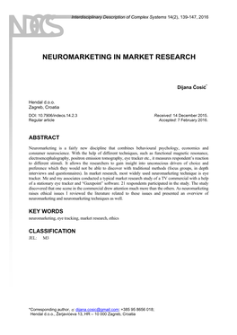 Neuromarketing in Market Research