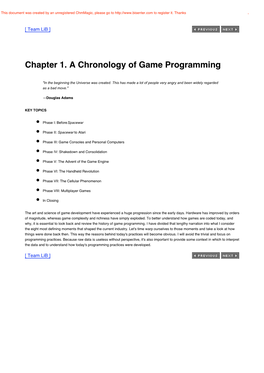 Chapter 1. a Chronology of Game Programming