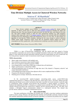 Time Division Multiple Access in Clustered Wireless Networks