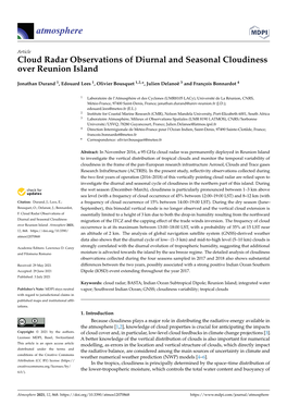 Cloud Radar Observations of Diurnal and Seasonal Cloudiness Over Reunion Island