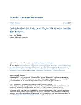 Finding Teaching Inspiration from Gorgias: Mathematics Lessons from a Sophist