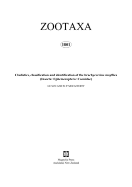 Zootaxa, Cladistics, Classification and Identification Of