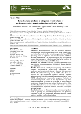 Role of Natural Products in Mitigation