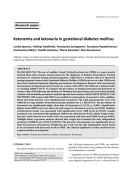 Ketonemia and Ketonuria in Gestational Diabetes Mellitus