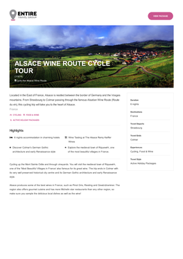 ALSACE WINE ROUTE CYCLE TOUR (11674) Cycle the Alsace Wine Route