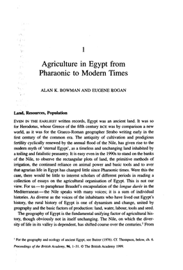 Agriculture in Egypt from Pharaonic to Modern Times