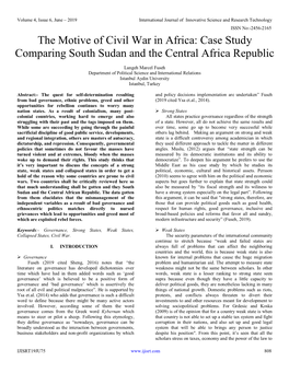 Case Study Comparing South Sudan and the Central Africa Republic