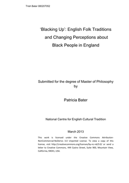 English Folk Traditions and Changing Perceptions About Black People in England