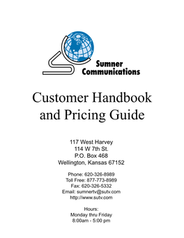 Customer Handbook and Pricing Guide