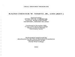 Radm Chester W. Nimitz, Jr., Usn (Ret.)