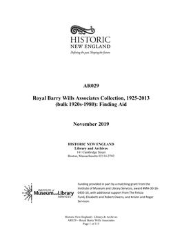 AR029 Royal Barry Wills Associates Collection, 1925-2013 (Bulk 1920S