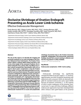 Occlusive Shrinkage of Ovation Endograft Presenting As Acute Lower Limb Ischemia