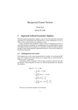 Reciprocal Frame Vectors