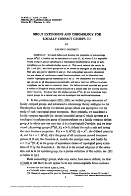 Group Extensions and Cohomology for Locally