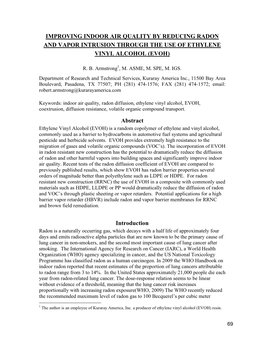 Improving Indoor Air Quality by Reducing Radon and Vapor Intrusion Through the Use of Ethylene Vinyl Alcohol (Evoh)