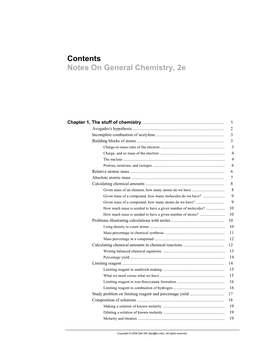Contents Notes on General Chemistry, 2E
